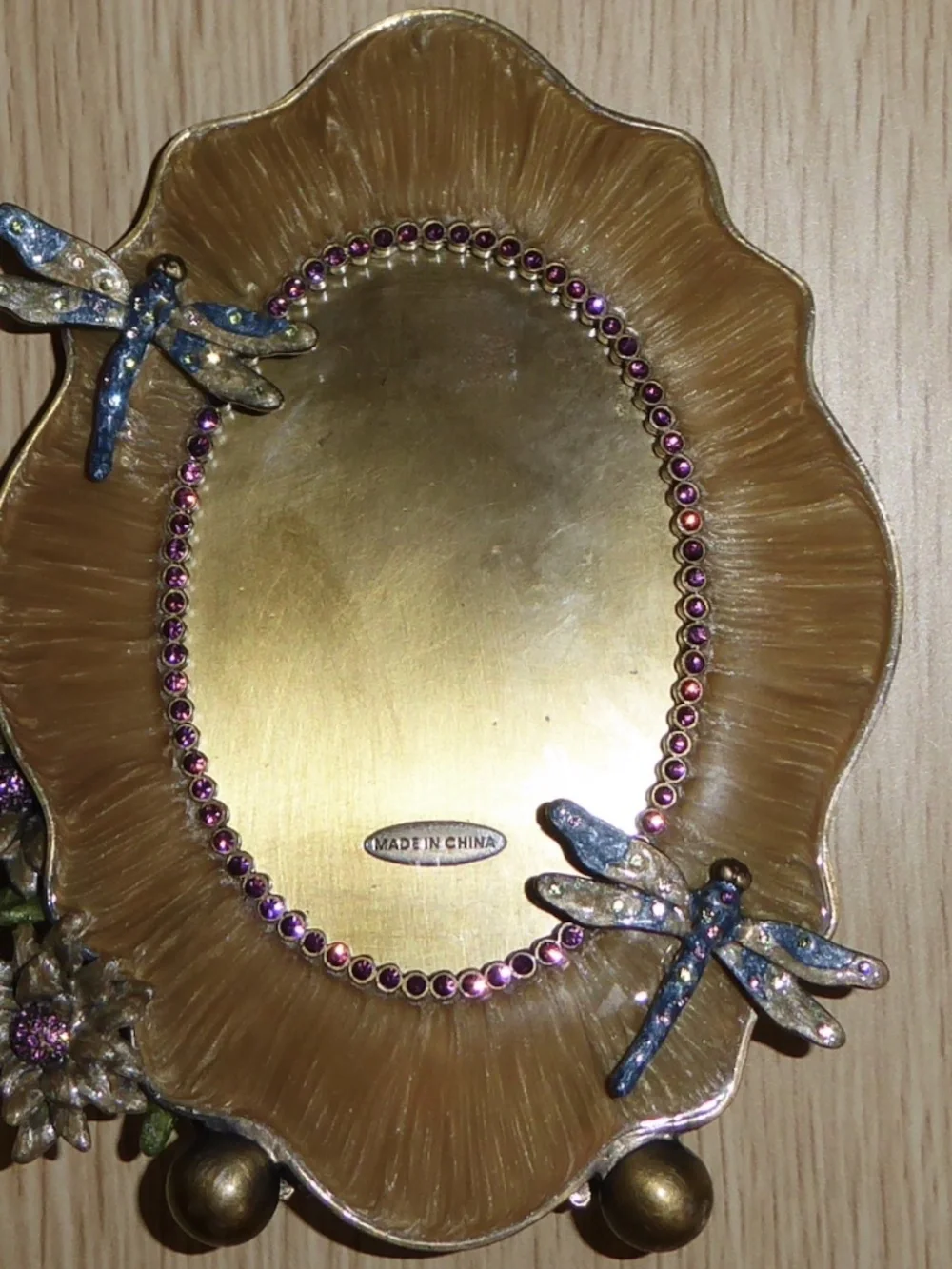 Michael Hero Photo Frame Dragonfly Floral Enamel Swarovski Crystals 5.5